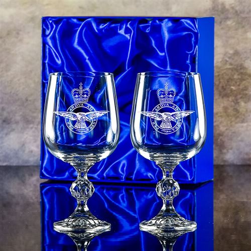 Two Claudia Engraved Goblet Glasses Gift Set
