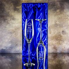 Two Lydia Engraved Champagne Flutes Gift Set