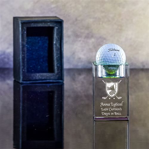 Presentation Boxed Engraved Crystal Small Golf Bal