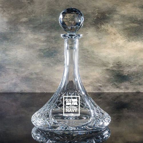 Engraved Crystal Nelson Cut Ships Decanter