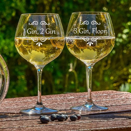 Two Engraved Gin Bloom Glasses Gift Set