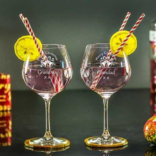 Two Engraved Gin Bloom Glasses Gift Set