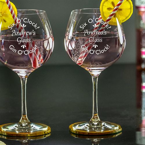 Two Engraved Gin Bloom Glasses Gift Set