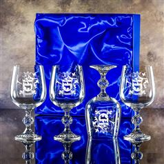 Four Claudia Engraved Goblet Glasses Gift Set