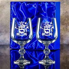 Two Claudia Engraved Goblet Glasses Gift Set