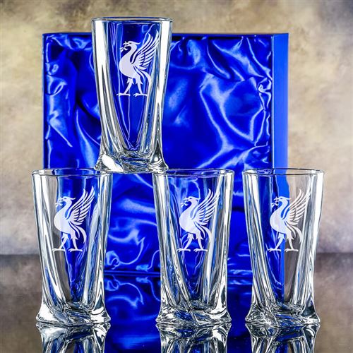 Four Crystal Engraved Barley Hiballs Gift Set