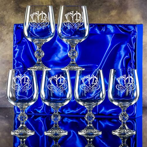 Engraved Crystal Claudia Goblet Set of six, presen