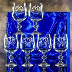 Six Claudia Engraved Goblet Glasses Gift Set