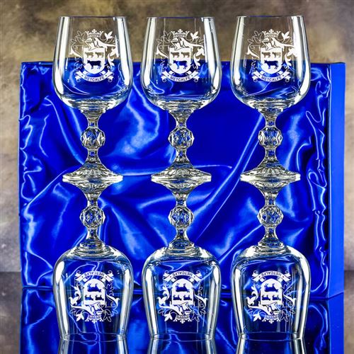 Six Claudia Engraved Goblet Glasses Gift Set