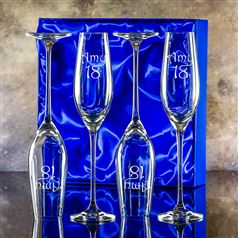 Four Lydia Engraved Champagne Flutes Gift Set