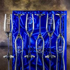 Six Lydia Engraved Champagne Flutes Gift Set