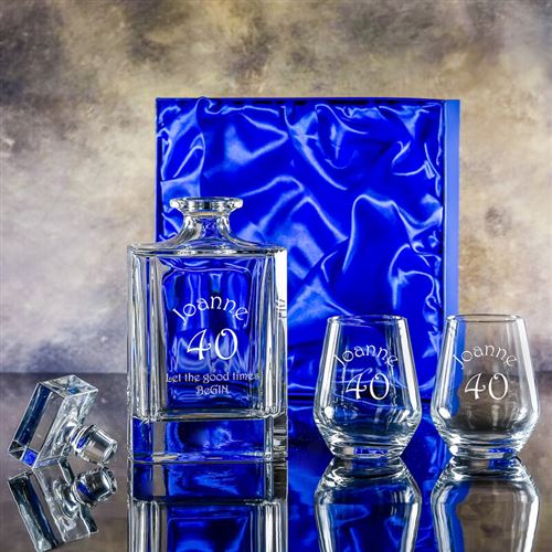 Engraved Atlas Gin Decanter and Gin Tumblers Gift Set