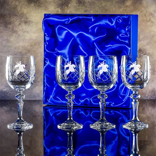 Engraved Crystal Edward Goblet Four in a Presentat