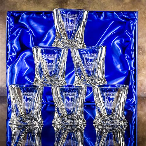 Engraved Crystal Barley Tumbler set of six in a pr