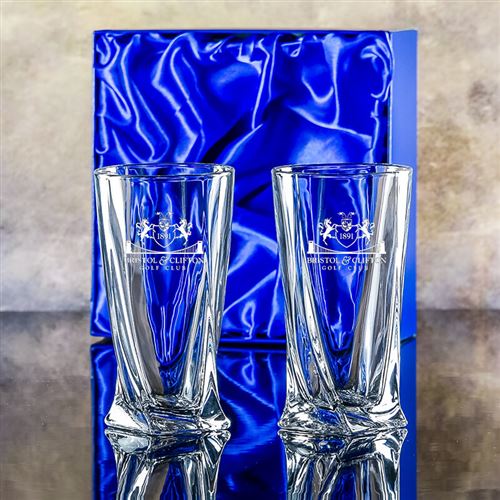 Two Engraved Barley Hiball Glasses Gift