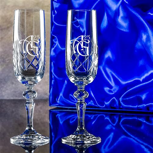 Two Engraved Edward Flutes Gift Set