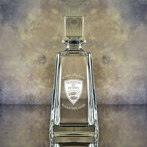 Admirable Engraved Crystal Gin and Whisky Decanter