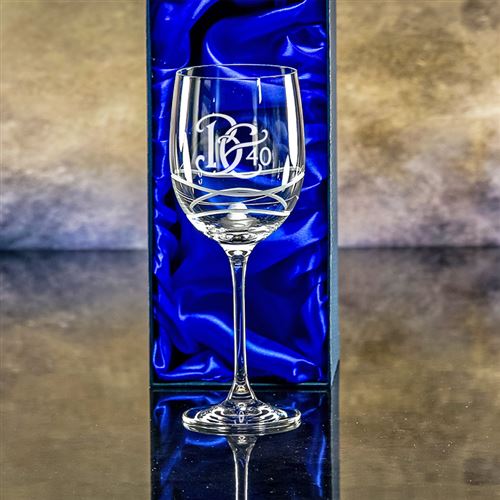 Crystal Engraved Wavy Wine Glass Gift