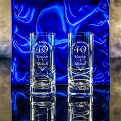 Crystal Engraved Wavy Gin Hiball Gift set of Two