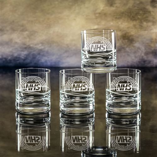 Crystal Engraved Wavy Whisky Tumbler Gift set of Four