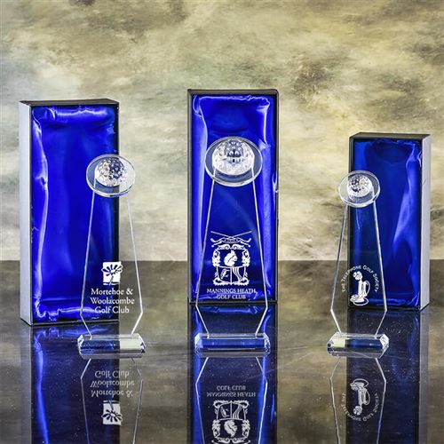 3 golfing trophies