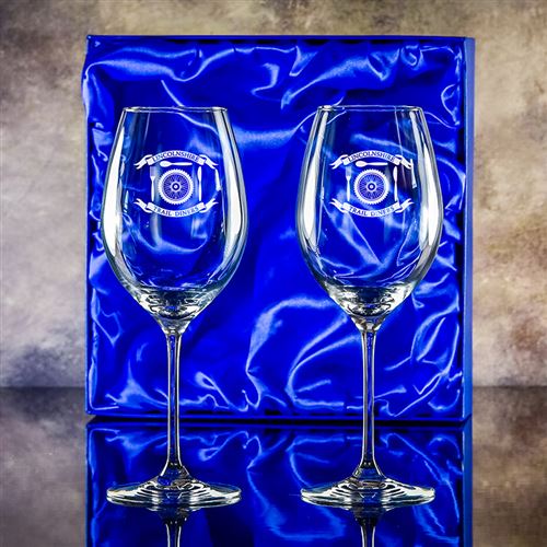 Two Lydia Engraved Goblet Glasses Gift Set
