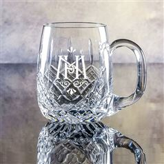 Large Crystal Engraved Barrel Tankard