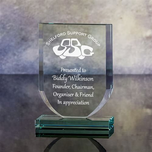 Presentation Boxed Engraved Crystal Small Shield P