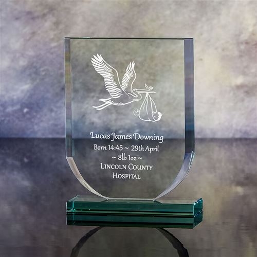 Medium Crystal Engraved Shield Plaque