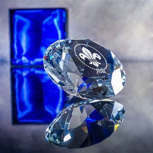 Engraved Crystal Diamond Shaped Paperweight