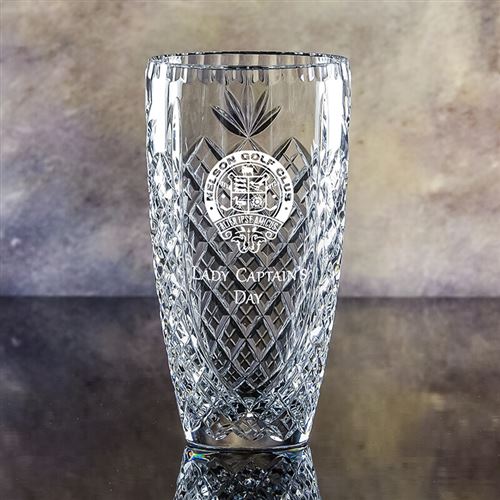 Engraved Crystal Small Latin Vase