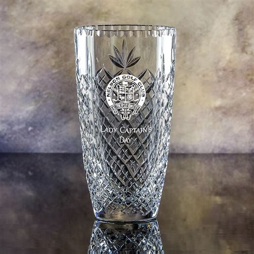 Engraved Crystal Medium Latin Vase