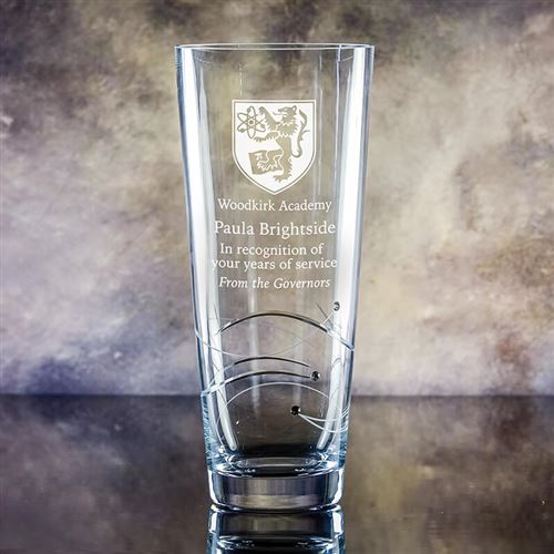 Engraved Crystal Large Saturn Vase