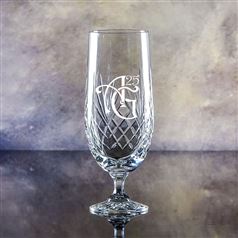 Hand Cut Crystal Engraved Gala Lager Beer Glass