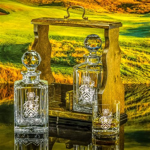 Tantalus and Two Cut Salisbury Decanter Set