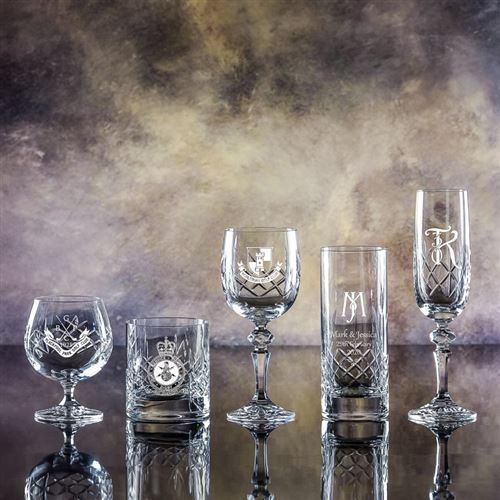 Edward Cut Crystal Engraved Hiball Glass