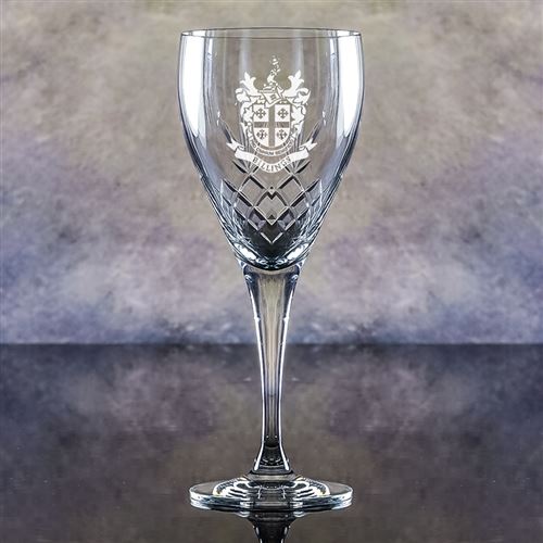 Hand Cut Crystal Engraved Forest Goblet Glass