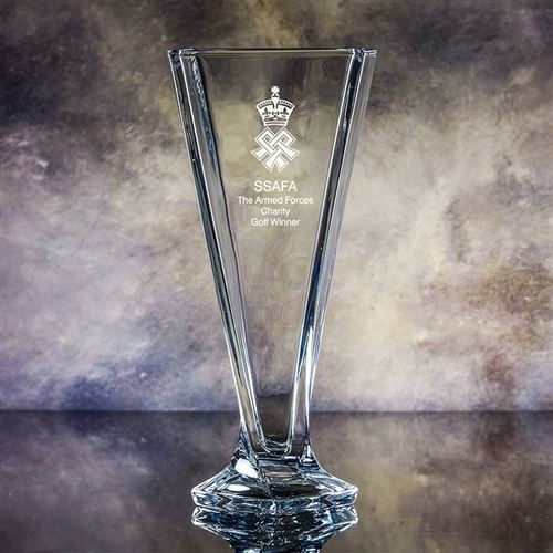 Engraved Crystal Large Barley Vase