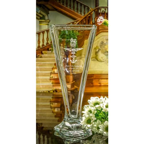 Large Crystal Engraved Barley Vase