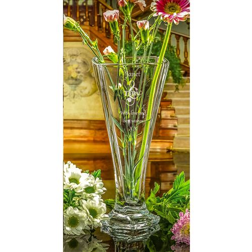 Crystal Engraved Small Barley Vase