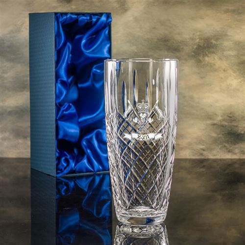 Large Crystal Engraved Latin Vase Gift